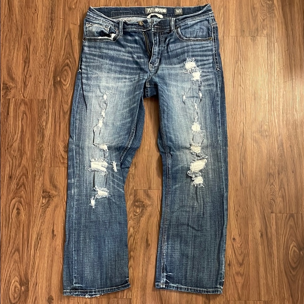 Men's Distressed Blue Jeans